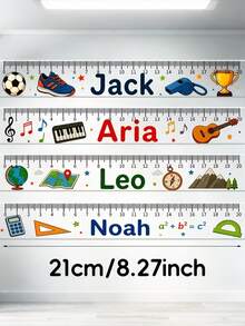 Personalized Ruler With Name, Customized School Ruler, Cute Student Supplies, Back To School Stationery Gift, Suitable For Boys And Girls, Unicorn Rainbow Racing Car Space Rocket Design, Classroom Learning Tool, Birthday Gift, 20cm Ruler - Multicolor - View 9