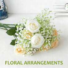 60pcs Artificial Baby's Breath Flowers, Realistic Artificial Flowers, Suitable For Home Decor, Wedding, Wedding Supplies, Wedding Decoration, Artificial Decoration, Multi-Functional Tabletop Display Artificial Flower Decoration - White - View 3