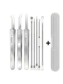 8pcs Stainless Steel Blackhead Removal Tool Kit - Professional Acne Pimple Extractor Tools - Suitable For All Skin Types Acne Pimple Removal Tool Set - Fragrance-Free Portable Facial Care - A - View 9