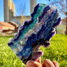 1pc Natural Crystal Stone Slice, Rainbow Multicolor Crystal Stone, Bohemian Style Meditation Stone, Home Decor, Ideal Gift For Her, Crafts And Jewelry Making, Christmas, Birthday Crystal Gift - Multicolor - View 9