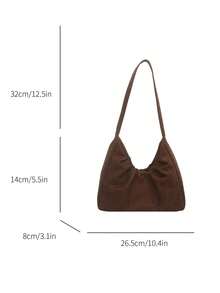 1 pieza Bolso de hombro de ante con estampado de leopardo de gran capacidad para mujer, bolso hobo con artesanía plisada, ideal para ir al trabajo o a la escuela. Este bolso de gran capacidad y ligero combina estilos casuales clásicos y casuales de negocios. Es perfecto para mujeres jóvenes, estudiantes universitarias y profesionales, adaptándose fácilmente a entornos de trabajo, temporada de regreso a clases, vida escolar/secundaria/universitaria y viajes de vacaciones. Un bolso de hombro de moda. - Café - Ver 3