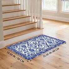 1pc Kitchen Rugs With Blue And White Floral Scroll Pattern, Multiple Specifications Available, Decorative And Functional For Kitchen, Bedroom, Living Room, Dining Room, Bathroom Entry, Ideal As Housewarming, Holiday, Birthday Gift - Multicolor - View 5