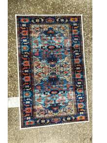 1 Peça Tapete Passadeira Azul Vintage com Padrão Floral Boêmio de Veludo com Cristais, Tapete Longo para Corredor, Tapete, Tapete Passadeira, Tapete Pequeno para Área, Tapete, Decoração Doméstica, Tapete de Área, Tapete de Área para Sala de Estar, Decoração Doméstica para Sala de Estar, Decoração de Ambiente, Tapete Lavável - Multicolorido - Visão 5