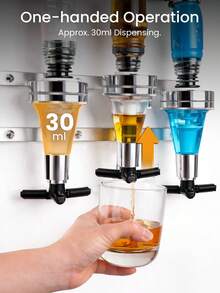 3 To 6 BOTTLE WALL MOUNTED & ROTARY STAND DRINK OPTIC DISPENSER PARTY BAR BUTLER - Silver, 6-bottle - View 3