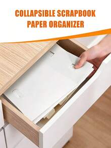 3/1pc Large Capacity Foldable Scrapbook Paper Storage Box, Desktop Book Organizer Rack, Scrapbook Paper Storage Box, Plastic File Storage Box - Multicolor - View 9