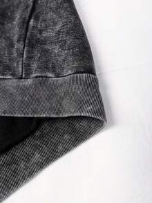 Men's Washed Distressed Pullover Crew Neck Casual Long Sleeve Sweatshirt - Black - View 6