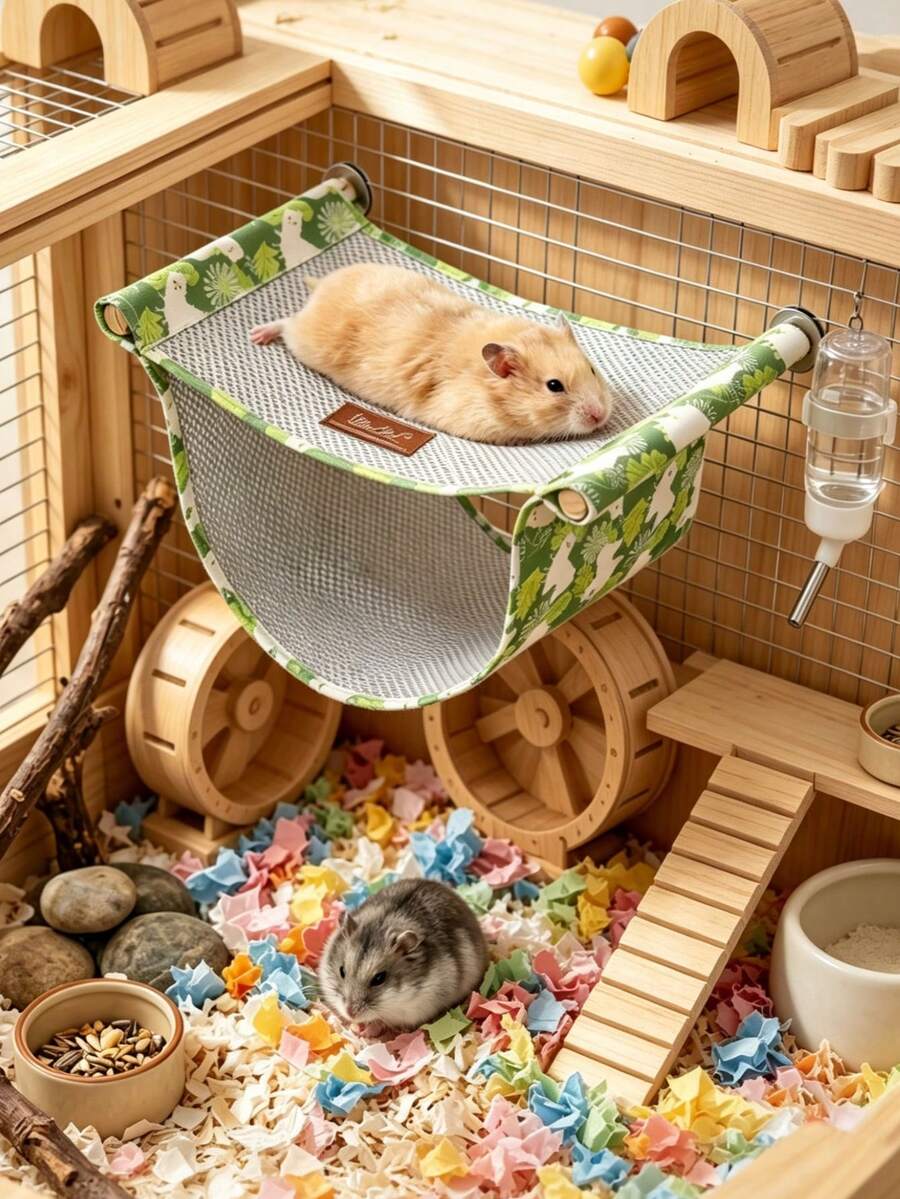 1件小動物吊床,透氣倉鼠冷卻床,夏季籠墊附木桿,寵物吊床,柔軟毛絨,適用於豚鼠、松鼠、倉鼠、小鼠、鳥類及其他小動物 - 均碼 - 查看 1