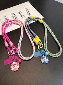 2 peças/1 peça Cordão para Telefone, Cordão para Telefone 2 em 1 Dopamina Menina Doce Rosa & Verde Bloco de Cor, Longo Transversal + Curto de Pulso Uso Duplo, Corda Trançada à Mão com Nó e Pingente de Flor de Desenho Animado, Acessório de Telefone Portátil Anti-Perda, Encanto de Bolsa e Chave para Passeio e Deslocamento Diário de Meninas, Pulseira para Smartphone, Halloween - Multicolorido - Visão 11