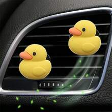 1/2pcs Yellow Duck Car Air Vent Aromatherapy Clip, Cute Design, Decorative Fragrance Diffuser - Little Yellow Duck Air Vent Clip - View 3
