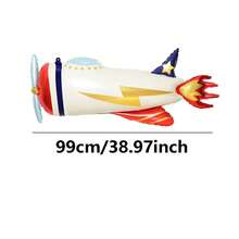 2入 99cm 特大號閃電造型飛機卡通鋁箔氣球，適合生日派對裝飾，螺旋槳飛機氣球 - 查看 3