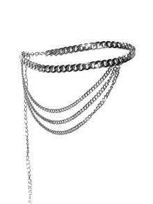 1pc Women's Silver Hip-Hop Punk Style Fashion Multi-Layer Tassel Pants Chain, Suitable For Halloween Party Or Daily Wear - Silver - View 4