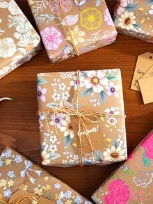 1 Gulungan Kertas Pembungkus Kado Motif Bunga Lukis Tangan (Gaya Alami), Gulungan Kertas Kraft Motif Bunga, Ukuran 43cm x 3m; Kertas Pembungkus Ukuran Besar, Cocok untuk Kado, Buket, dan Kemasan Kerajinan DIY, Sempurna untuk Pernikahan, Ulang Tahun, Liburan, Pesta, dan Berbagai Acara Lainnya - beraneka warna - View 5