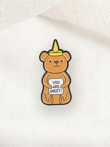 Honey Bear You Are Sweet Enamel Pin Cute Honey Bottle Love Quote Lapel Brooch Valentine Backpack Decor Gift - Mustard Yellow - View 5