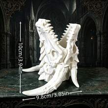 3D列印惡魔龍頭筆筒兼蠟燭台 | 哥德式暗黑幻想風格桌面裝飾 | 精緻龍鱗紋理 | 適用於書桌/玄關/遊戲室 | 文具與珠寶收納 | 暗黑美學收藏首選 - 龍頭筆筒 - 查看 3