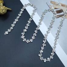 1 yarda Cadena decorativa con rhinestones, pegatina brillante de rhinestones adecuada para decoraciones de bodas y fiestas, y accesorios de vestidos de novia - Plateado - Ver 7