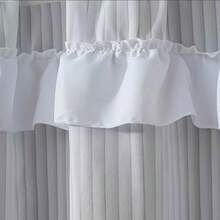 1PC New Japanese Style White Pleated Curtain With Double Layer White Sheer Edge Designer Window Curtain Small Window Curtain Kitchen Multi-Purpose Translucent Decorative Curtain Rod Pocket Design Decorative Small Window Curtain Kitchen Cafe Curtain Fresh Style Finished Rod Pocket Short Curtain - Beige - View 9
