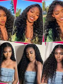 10A Grade 8Pcs Deep Wave Clip In Hair Extensions, 90% Real Human Hair BB Clip Ins Double Weft Hair Pieces Natural Black For Women 18-26 Inches - Natural Black - View 7
