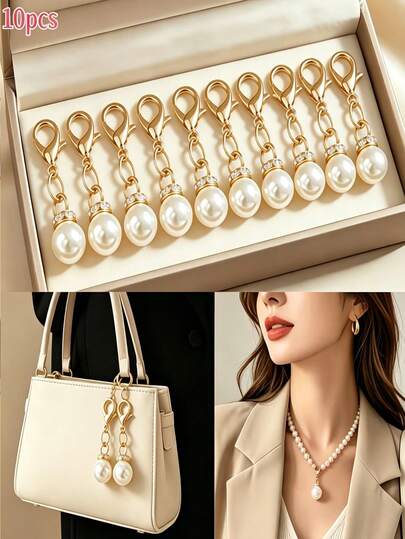 10pcs Light Luxury Versatile Shoe Buckles, Bag Accessories, Keychains, Lobster Clasp Pendants With Rhinestones, Fashionable Bag And Shoe Charms, The Perfect Gift For Family And Friends