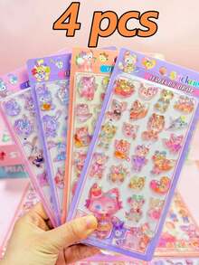 Pegatinas en relieve 3D estilo anime – Calcomanías decorativas dimensionales femeninas (Perfectas para diarios DIY) - Multicolor - Ver 9