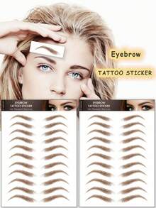 1/2 Pcs Natural-Looking Realistic BrownEyebrow Temporary TattooStickers - Easy ApplyDisposable - Brown - View 1