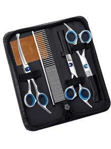 6pcs Set Sharp & Durable Pet Grooming Scissors, Professional 4-In-1 Dog & Cat Grooming Scissors Set With Safety Round Tips, Suitable For Dog & Cat Grooming, Includes Straight Scissors, Curved Scissors, Thinning Scissors And Comb - View 4