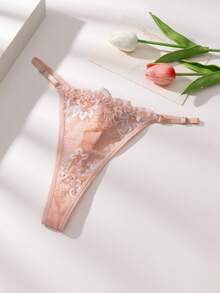 4pcs Women's Seamless Two-Tone Lace Patchwork Adjustable Waist Plus Size Sexy Panties, Elastic Breathable Comfortable Skin-Friendly Underwear - Multicolor - View 3