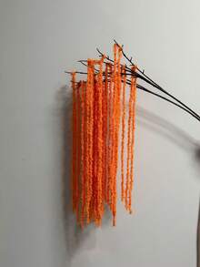 5/3/1pc Orange Artificial Wisteria Pendant, Lover's Tear Pendant Plant, Silk Artificial Amaranth Wedding Pendant, Orange Wedding Flowers, Waterfall Wedding Bouquet, Suitable For Wedding Decoration, Background Decoration, Hotel Decoration, DIY Floral Art, Vase Filler, Wall Decoration, Autumn Decoration, Room Decoration, Home Decoration, Living Room Decoration, Bedroom Decoration, Party Decoration - Orange - View 5