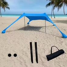 1 pieza Carpa de sombra de lycra para exteriores, refugio solar portátil, adecuada para césped, playa, camping y pesca - Azul - Ver 6