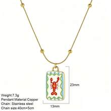 1 pieza Collar con colgante de concha de cadena de acero inoxidable, colgante exquisito de gota de aceite estilo oceánico, accesorio de joyería de moda para mujer, adorno de vacaciones - Multicolor - Ver 10