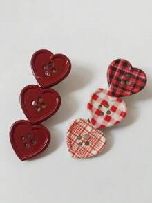 Cute Plaid Heart Decor Hair Clip, Side Bangs Hairpin Accessories For Girls,Hair Claws,Bobby Pin - Multicolor - View 13