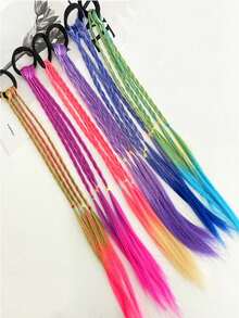 6PCS Girls Braided Dreadlock Ponytail Gradient Color Hair Braids Colorful Hair Accessories - Multicolor - View 2