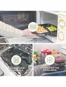 50/20/10/1 Pack Reusable 2-Compartment Meal Prep Containers With Lids, Durable Leak-Proof, Microwave, Freezer, Dishwasher , Portable For On-The-Go, Black - Black - View 9