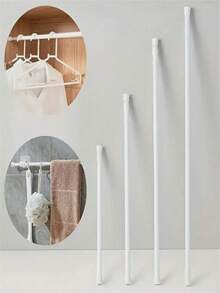 1 pieza Barra de cortina ajustable de tensión para baño y ducha - Barra extensible adecuada para decoración casera DIY y secado de ropa - Blanco - Ver 9