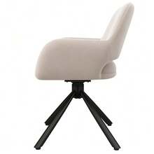 Set Of 4 Swivel Dining Chairs In Beige Velvet, With Armrests, Modern And Minimalist Style, Without Table. - 米色1 - 查看 7