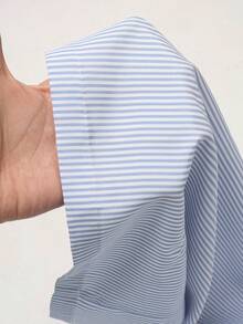 1pc Women's Fashion Striped Front Button Design Casual Wide Leg Pants, Suitable For Office & Dates, Spring/Summer - Blue - View 7