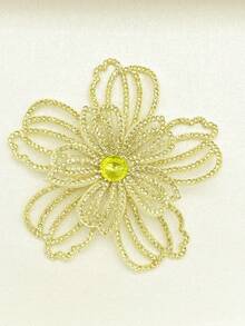 1pc Multicolor Rhinestone Mesh Flower Applique, Sewable Crystal Lace Floral Patch, Suitable For Wedding Dress, Evening Gown, DIY Clothing, Hat, Shoes Decoration - Purple - View 9