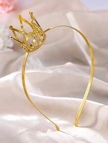 1pc Small Crown Rhinestone Inlaid Zinc Alloy Electroplated Material Non-Slip Secure Wear Shiny Luxury Princess Style Crown Headband Birthday Party/Ball/Daily Wear All Seasons - Multicolor - View 5