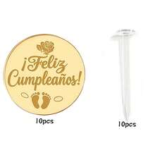 10入/5入 西班牙金鏡面紙杯蛋糕裝飾插牌，壓克力材質，生日派對裝飾 - 多色 - 查看 10