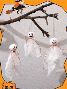 3pcs/1set Halloween Ghost Hanging Decor, Halloween DIY Ghost Fabric Texture Handmade Set, Horror Scene Decoration, Rustic Style Fabric Ghost Hanging Decor, DIY White Fabric Ghost Hanging Decor, Suitable For Door, Window, Party, Holiday, Random Style, 1pc - Multiple Styles - View 9