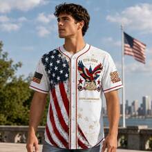 Unisex Patriotic Baseball Jersey, 1776-2026 Eagle Flag Vintage Shirt For 4th Of July - BQ6901 - View 1