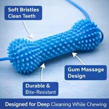 Dual-Action Dog Dental Aid Tool - Dog Teeth Cleaning Chew Toy With Massage Bristle Design, Helps Maintain Gum Health And Easily Complete Brushing Tasks. Made Of Rubber Material, Relieves Stress, Suitable For Medium To Large Dogs - Blue - View 9