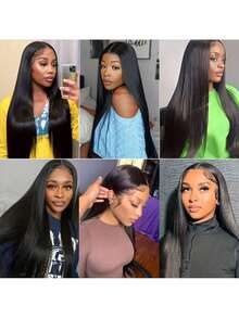 5x5 Lace Front Straight Human Hair Wig For Women 250 Density HD Transparent 40 Inch Straight Lace Front Wigs Human Hair Pre Plucked Glueless Lace Frontal Wigs - Natural Black - 查看 8