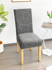 1pc Jacquard Solid Color Elastic Chair Cover, All-Season Universal Fit For Living Room, Dining Room, Home Chair Decor - Grey - View 7