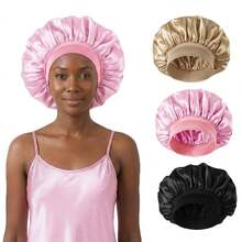 1/2 piezas Gorro de dormir de seda, forro de satén, banda elástica, adecuado para cabello rizado - A - Ver 40