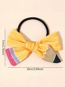 1 pieza Lazo de lápiz personalizado para el cabello, cuerda elástica de tela amarilla linda, accesorio para el cabello de vuelta a la escuela, uso diario, fiesta de estudiantes, regalo de cumpleaños, premio - Multicolor - Ver 2
