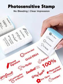 (8+3) Teacher 8-In-1 Grading Stamps, Parent Signature Self-Inking Homework Stamps, Teacher Supplies Set, Essential For Elementary Classroom, Clear Impression, No Smudging, Designed For Teachers, Perfect Gift For Educators - Sets - View 2