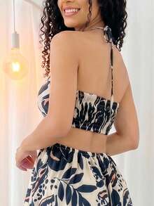 Romantic Short Black And Beige Halter Neckline Dress For Vacations Foreign Fashion Spring And Summer - 黑色和米色 - 查看 5