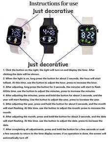 6pcs/Pink Heart-Shaped Full Jewelry Set + Astronaut/Rocket Digital Display Electronic Watch Complete Set, Sweet And Energetic, Versatile For Students And Daily Commute, One Set To Complete Your Outfit Accessories. Suitable For Parties, Dates, Outings And Various Holidays - Multicolor - View 10