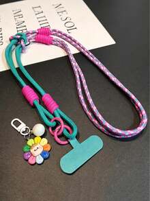 2 peças/1 peça Cordão para Telefone, Cordão para Telefone 2 em 1 Dopamina Menina Doce Rosa & Verde Bloco de Cor, Longo Transversal + Curto de Pulso Uso Duplo, Corda Trançada à Mão com Nó e Pingente de Flor de Desenho Animado, Acessório de Telefone Portátil Anti-Perda, Encanto de Bolsa e Chave para Passeio e Deslocamento Diário de Meninas, Pulseira para Smartphone, Halloween - Multicolorido - Visão 7