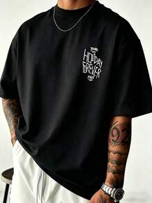 1pc Plus Size Men's Round Neck Short Sleeve Skull Ice Cream Palm Tree Print T-Shirt, Summer Casual Daily Wear Top, Loose Fit, Plus Size, Size Recommendation Details In Main Image, Please Check Size Before Ordering To Avoid Fit Issues!!! - Black - View 2
